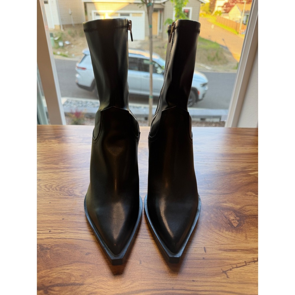 Dolce Vita Black Rutger Leather Pointed Toe Block Heel Booties Sz 7 NWOTS - Picture 3 of 10